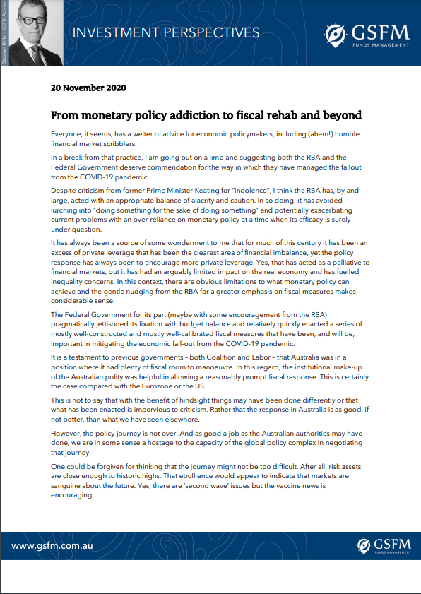 From monetary policy to fiscal rehab and beyond