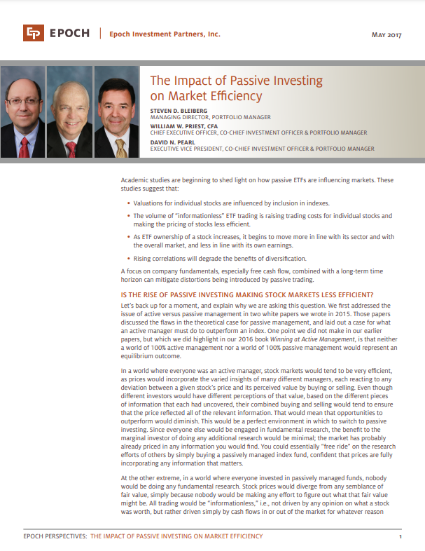 The impact of passive investing on market efficiency